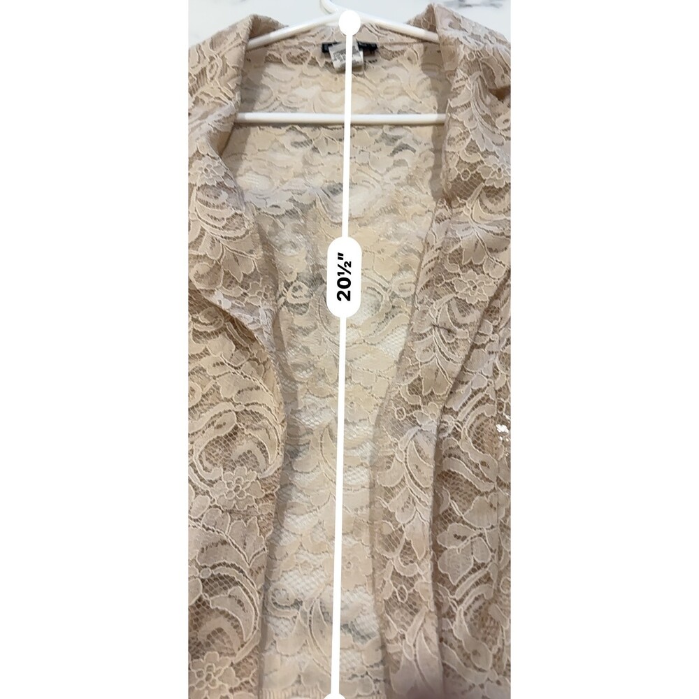 Vintage Y2K bebe Lace Open Front Cardigan Jacket Small Cream Notch Collar USA - Picture 9 of 9
